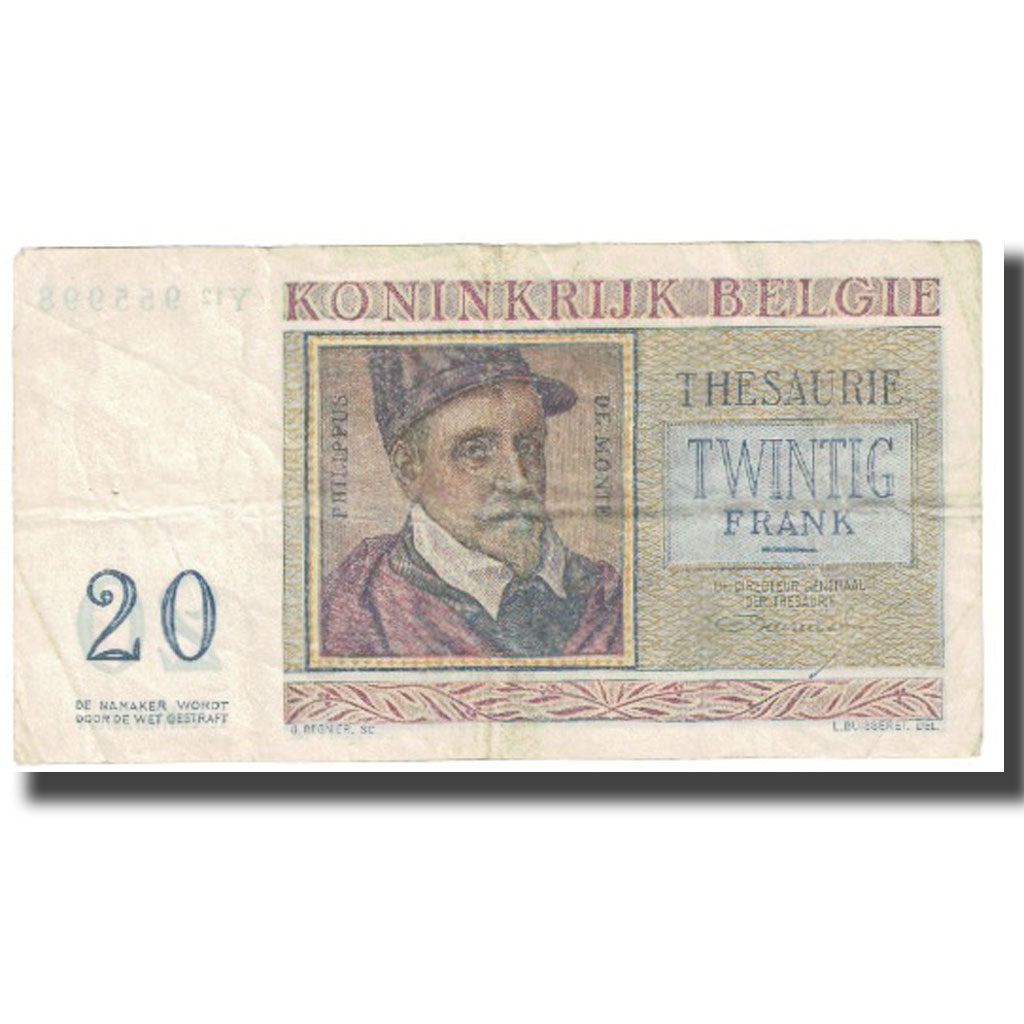 Banknote, Belgium, 20 Francs, 1956, 1956-04-03, KM:132a, EF(40-45)