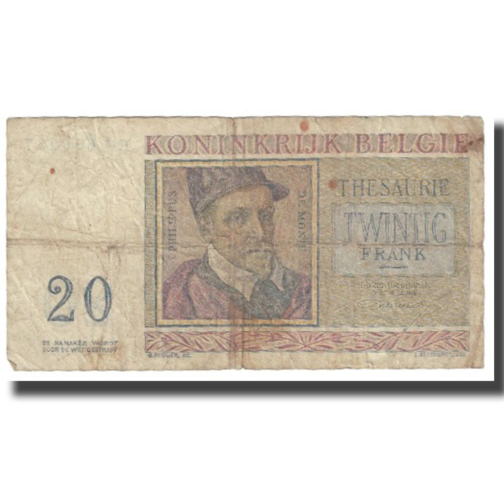 Banknot, Belgia, 20 Francs, 1956, 1956-04-03, KM:132a, VG(8-10)