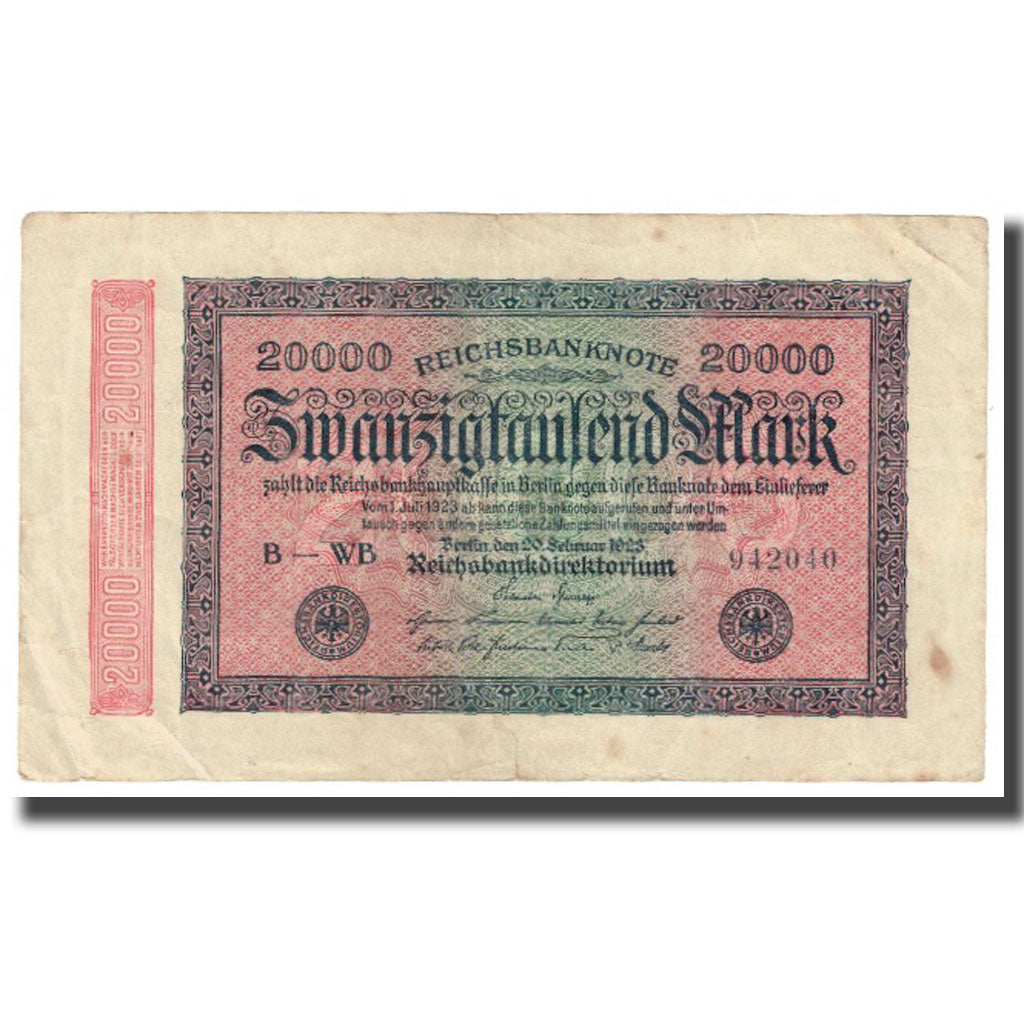 Billet, Allemagne, 20,000 Mark, 1923, 1923-02-20, KM:85a, TB+