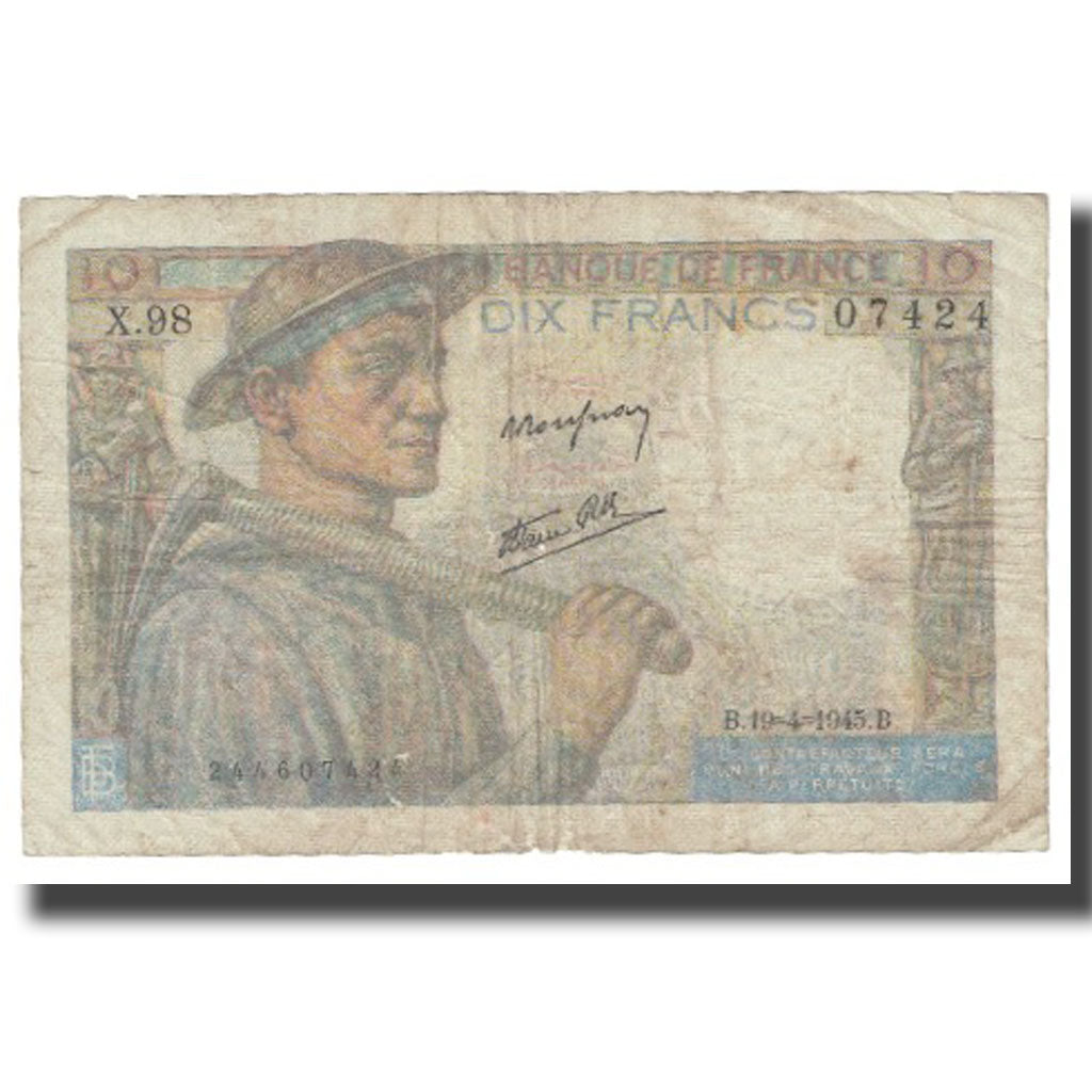 Francja, 10 Francs, Mineur, 1945, 1945-04-19, F(12-15), Fayette:8.13, KM:99b