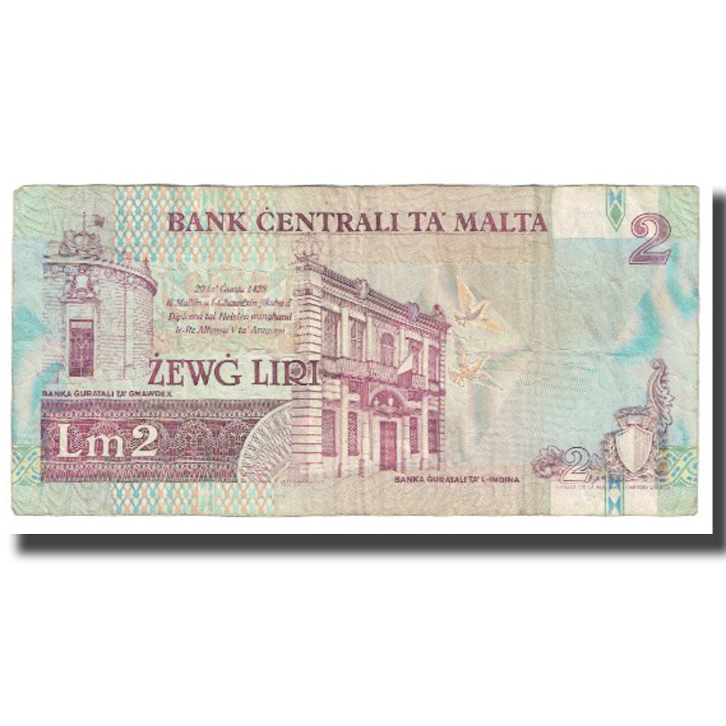 Biljet, Malta, 2 Liri, 1967, KM:41, TTB