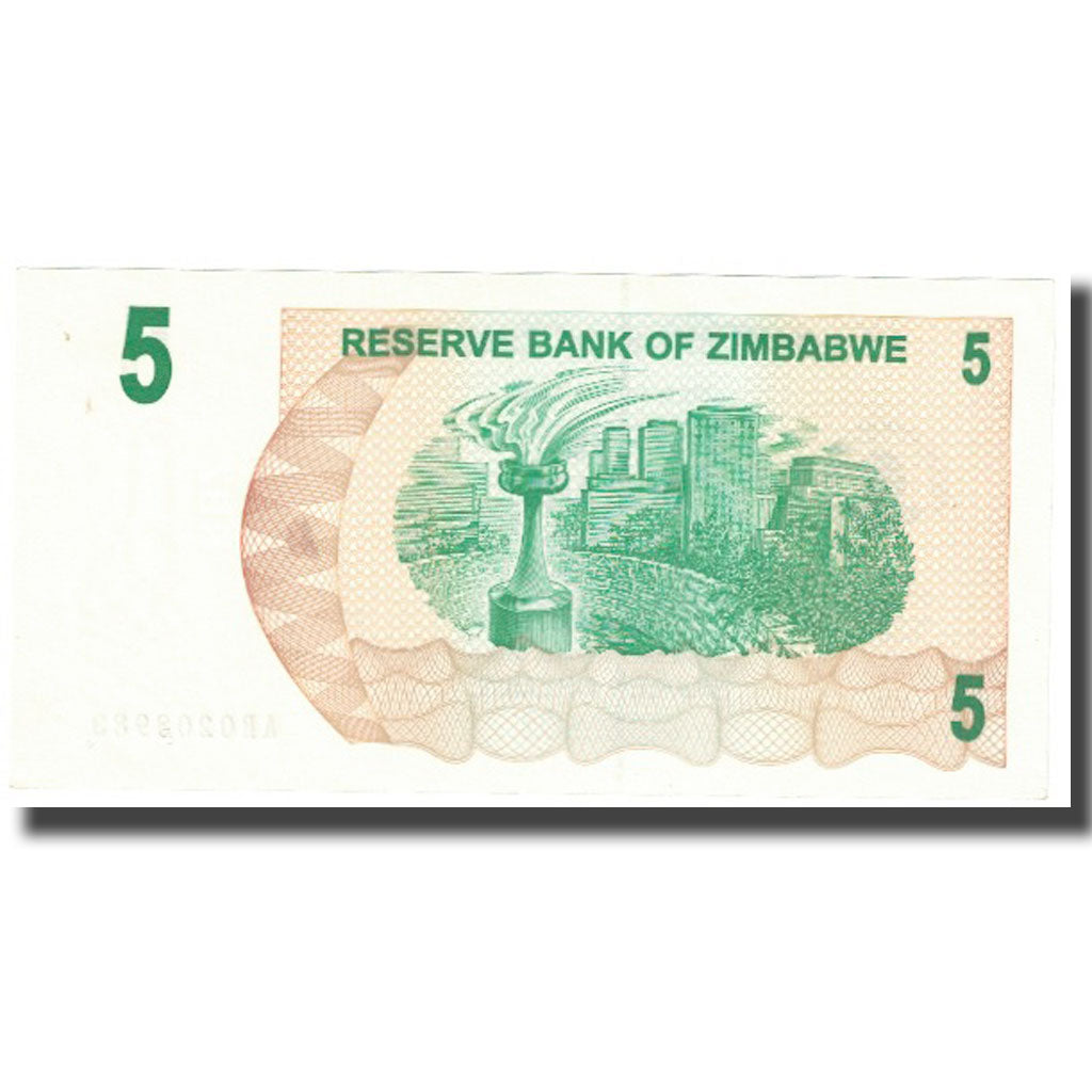 Banknote, Zimbabwe, 5 Dollars, 2007, 2007-07-31, KM:38, UNC(65-70)