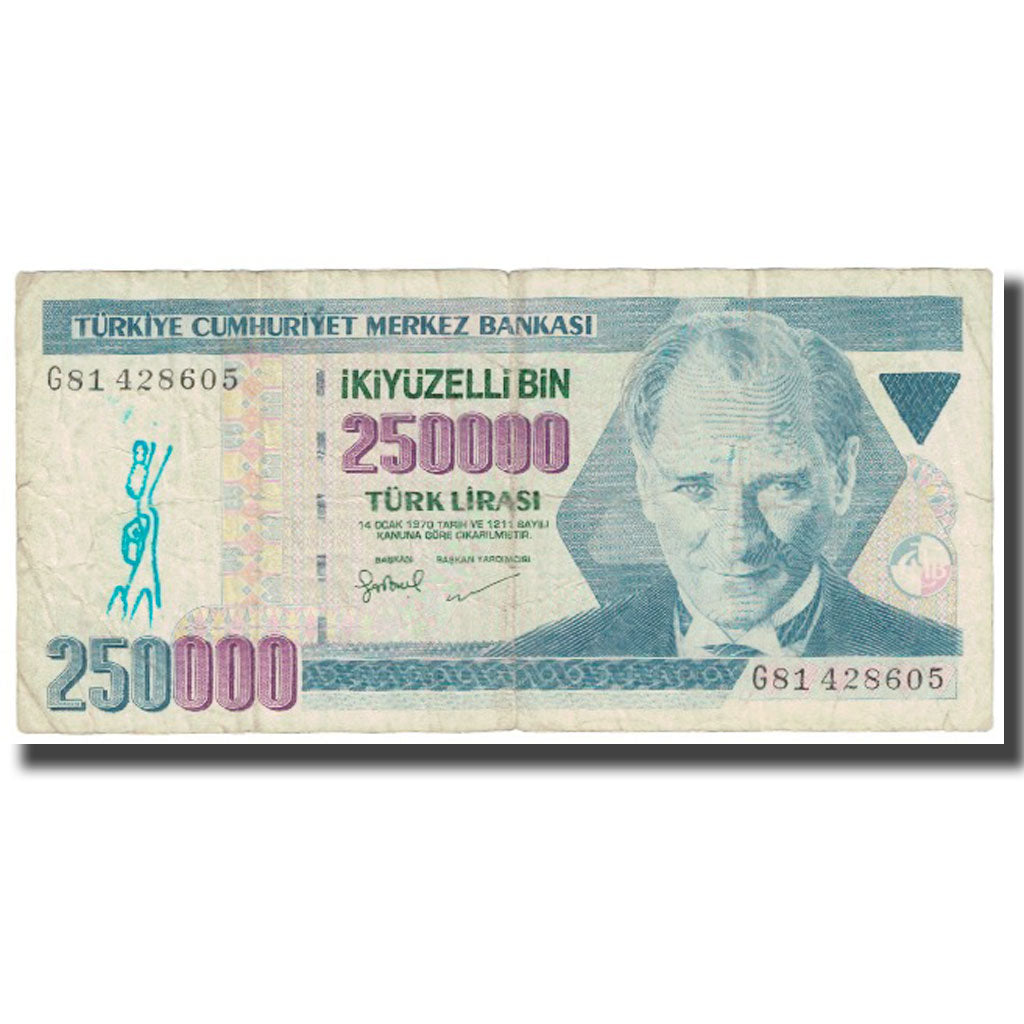 Geldschein, Türkei, 250,000 Lira, KM:211, SS
