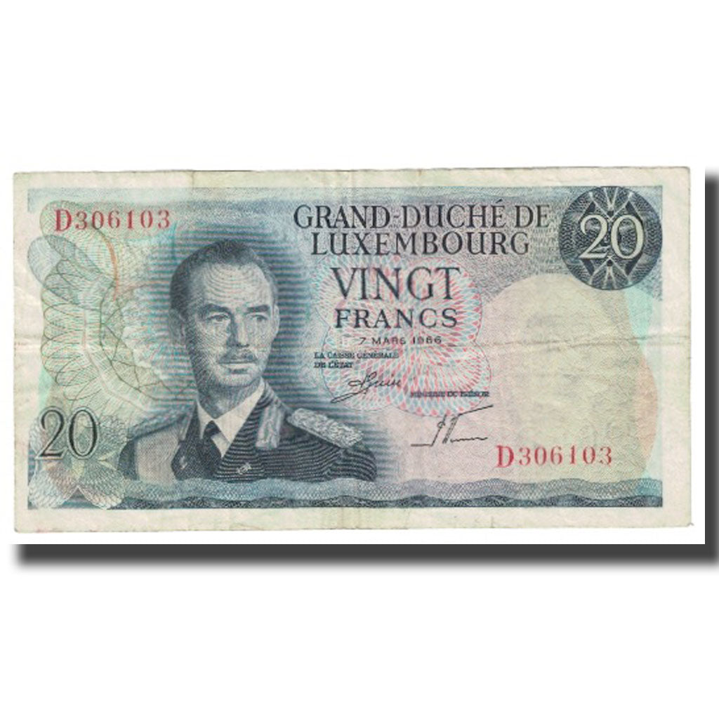 Geldschein, Luxemburg, 20 Francs, 1966, 1966-03-07, KM:17a, SS