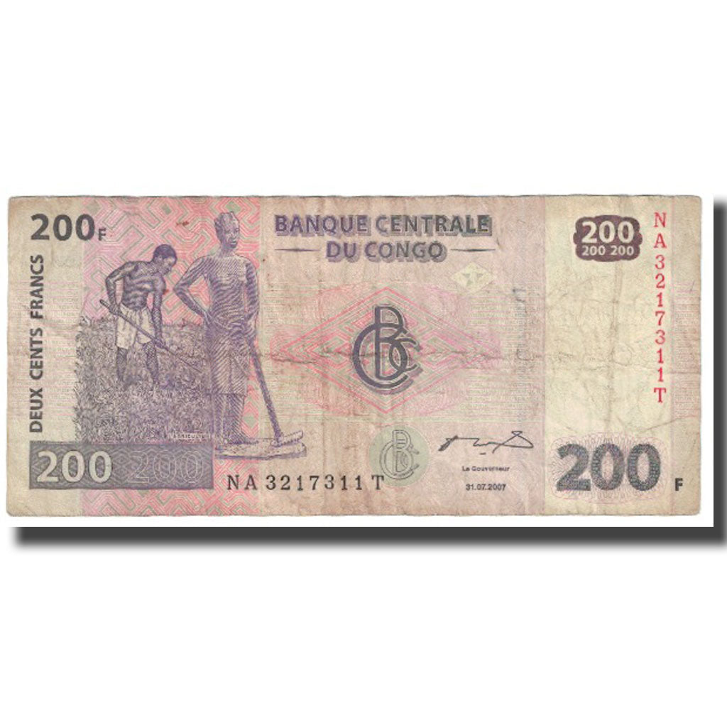 Nota, República Democrática do Congo, 200 Francs, 2007, 2007-07-31, KM:95a