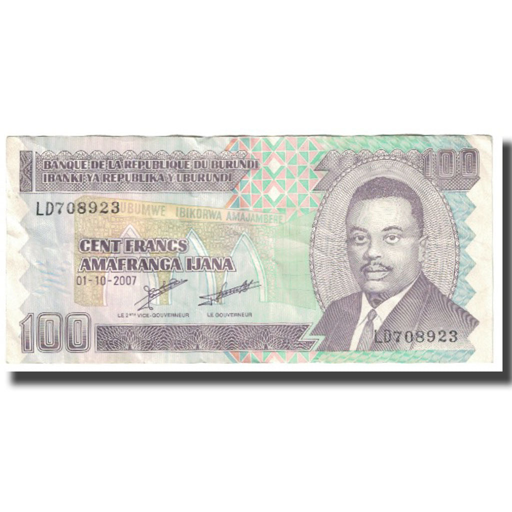 Billete, 100 Francs, 2007, Burundi, 2007-10-01, KM:37c, MBC