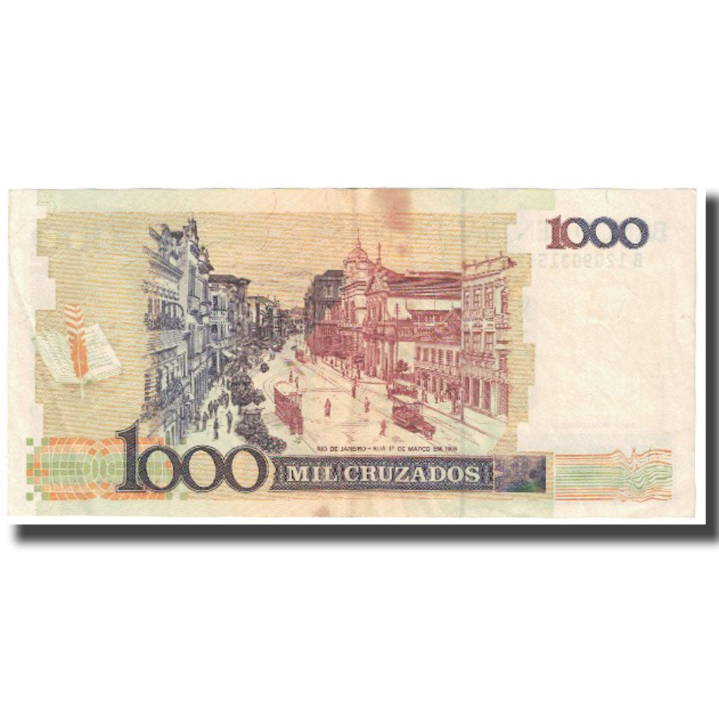 Biljet, Brazilië, 1 Cruzado Novo on 1000 Cruzados, KM:216b, TTB