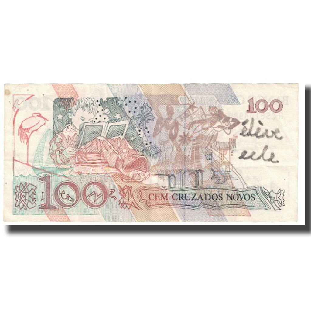 Biljet, Brazilië, 100 Cruzados Novos, KM:220b, TB