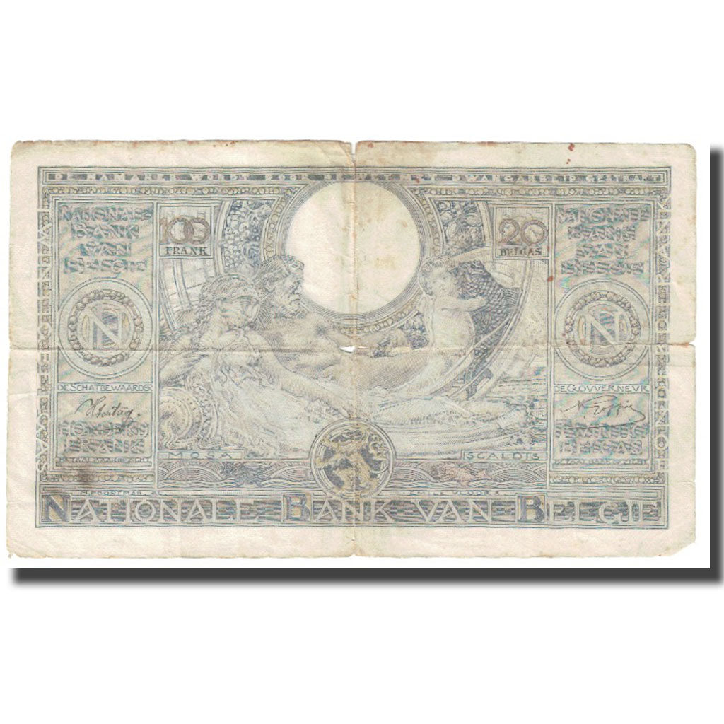 Banknote, Belgium, 100 Francs-20 Belgas, 1942, 1942-03-21, KM:107, VF(20-25)