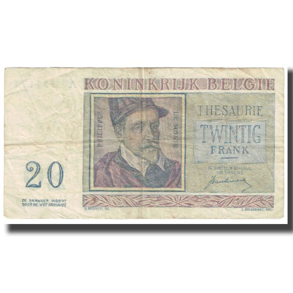 Banknote, Belgium, 20 Francs, 1950, 1950-07-01, KM:132b, EF(40-45)