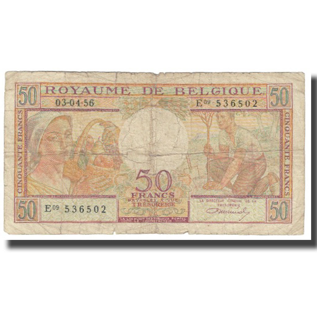 Banknote, Belgium, 50 Francs, 1956, 1956-04-03, KM:133b, VF(20-25)