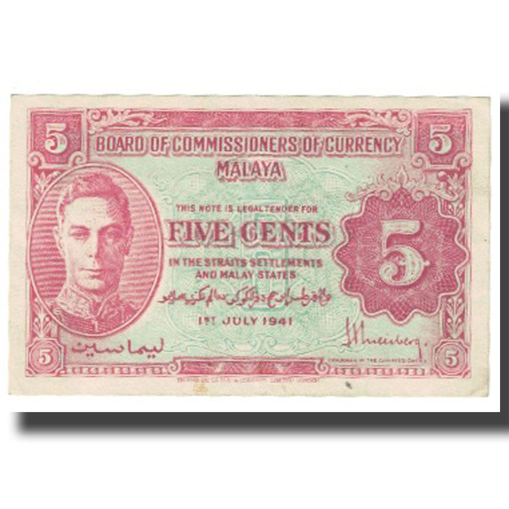 Banknote, MALAYA, 5 Cents, 1941, 1941-07-01, KM:7a, EF(40-45)