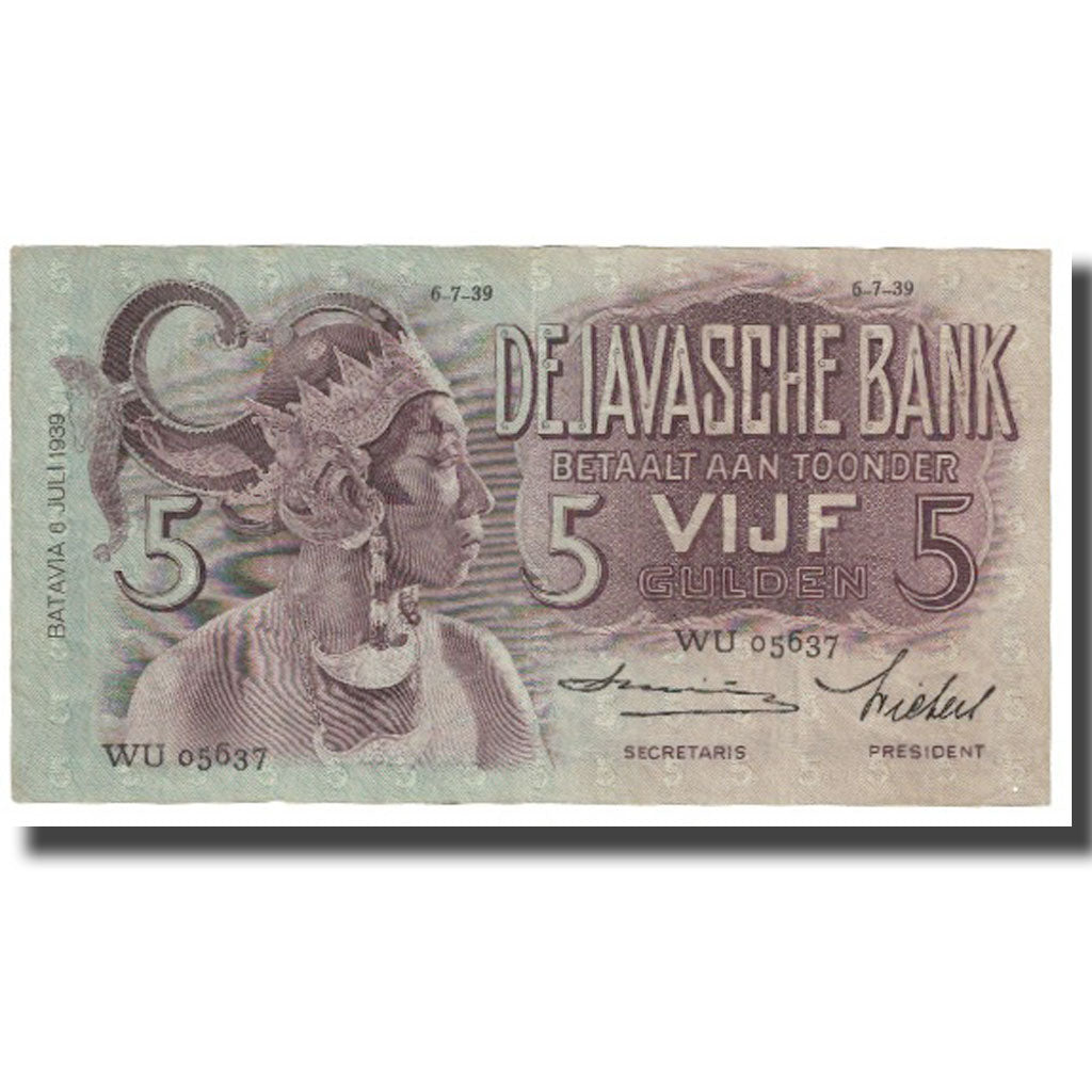 Banknote, Netherlands Indies, 5 Gulden, 1939, 1939-07-06, KM:78c, EF(40-45)