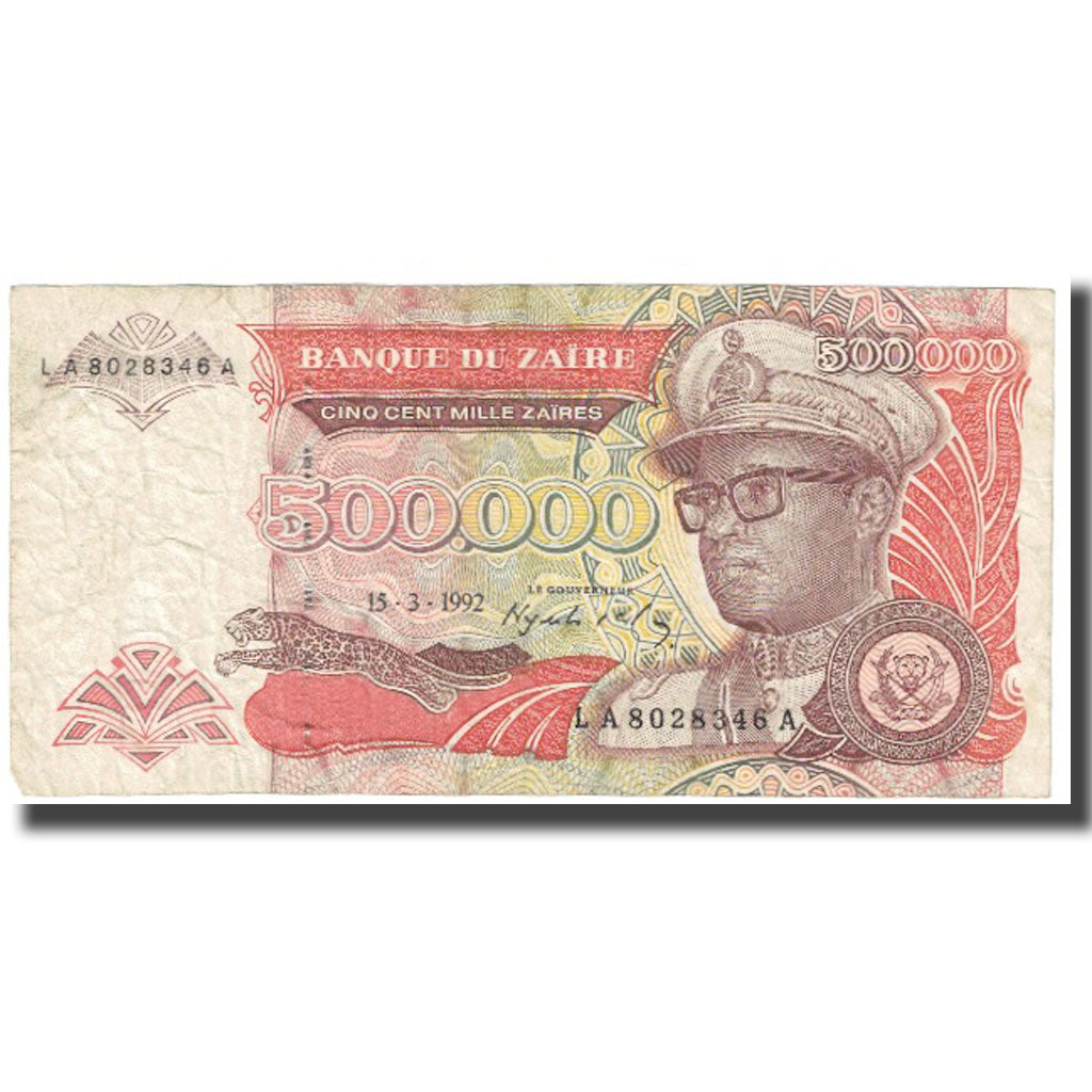 Banknote, Zaire, 500,000 Zaïres, 1992, 1992-03-15, KM:43a, EF(40-45)