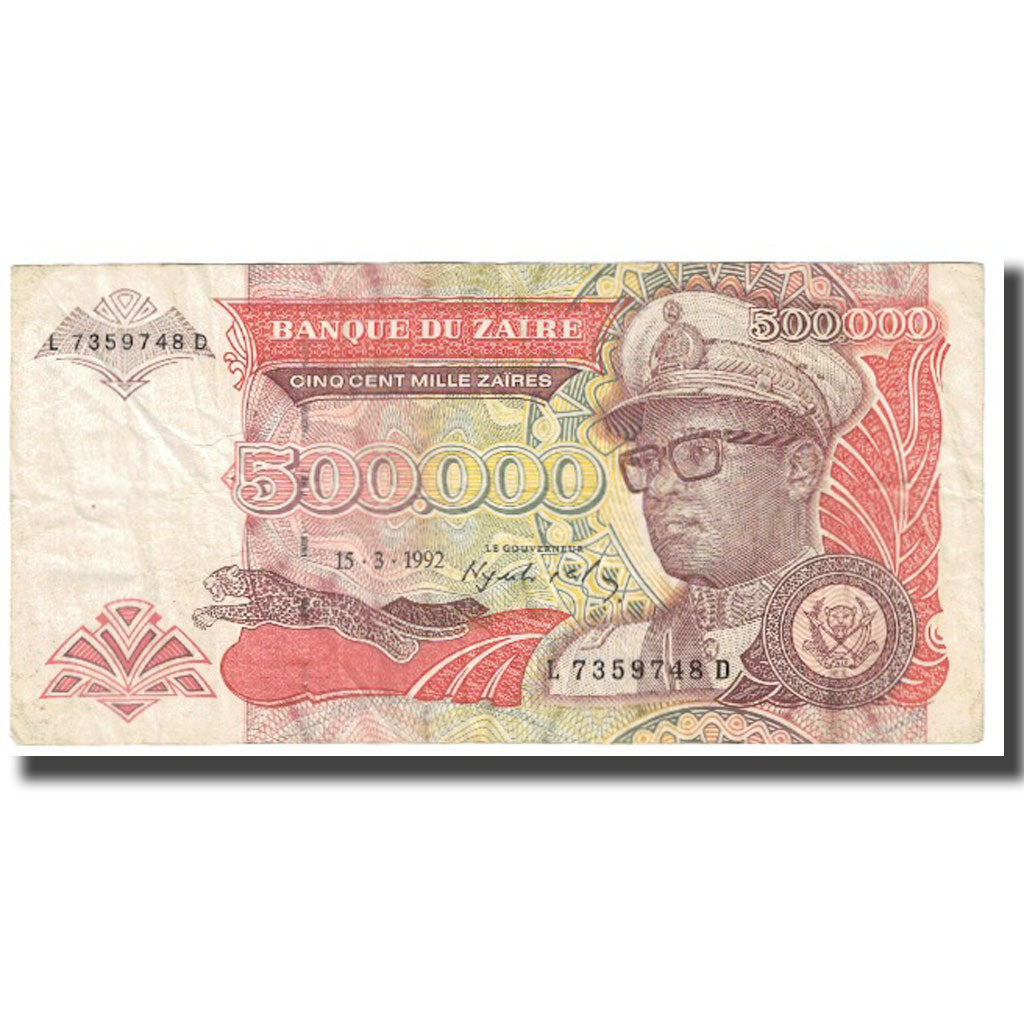 Banknote, Zaire, 500,000 Zaïres, 1992, 1992-03-15, KM:43a, EF(40-45)