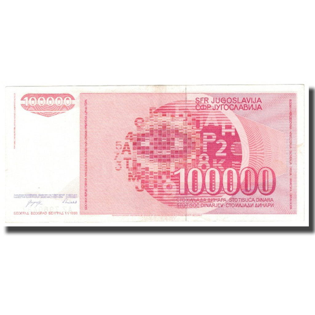 Banknote, Yugoslavia, 100,000 Dinara, 1989, 1989-05-01, KM:97, UNC(63)