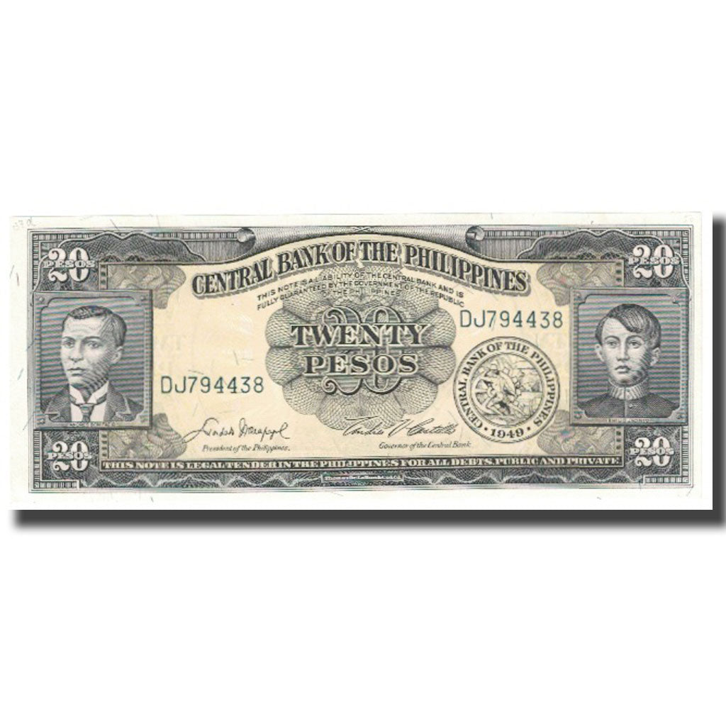 Banknote, Philippines, 20 Pesos, 1949, KM:137d, UNC(65-70)
