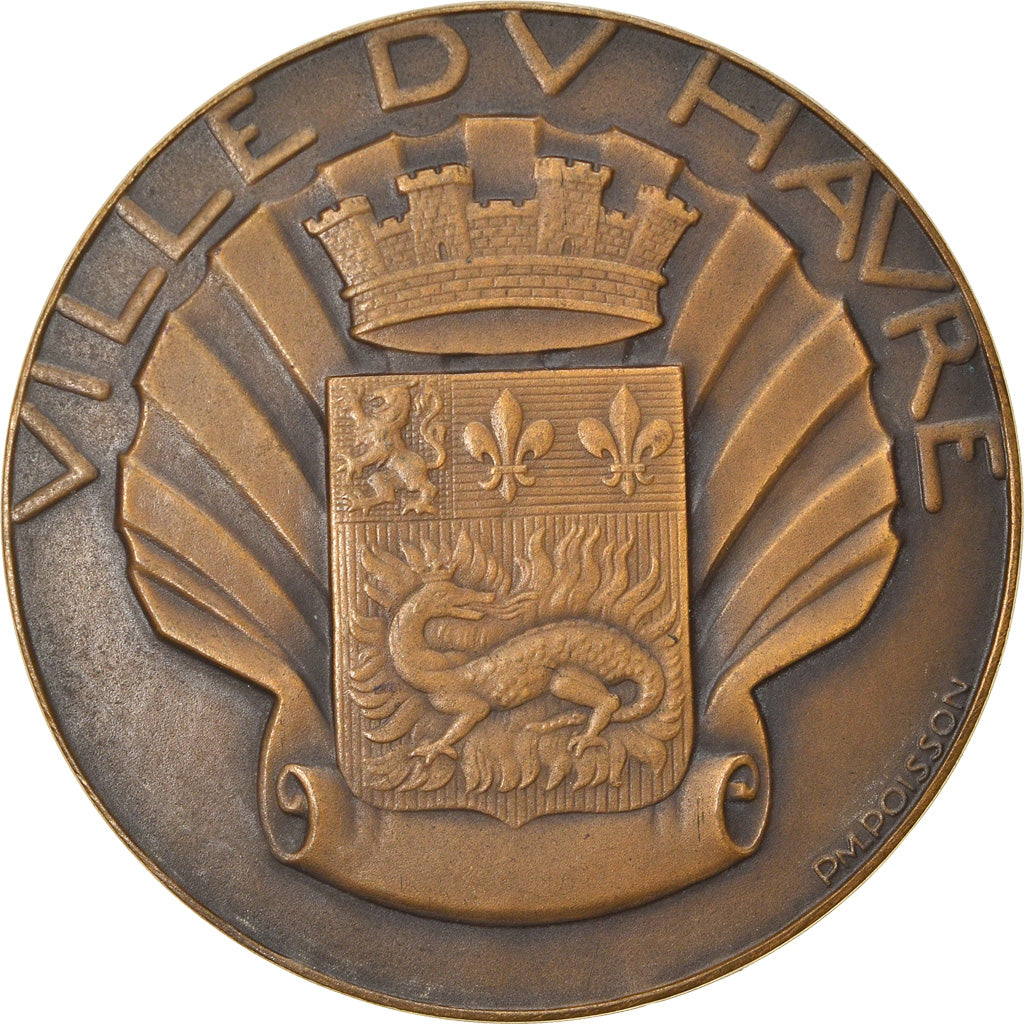 France, Medal, Ville du Havre, Geography, Poisson, MS(60-62), Bronze