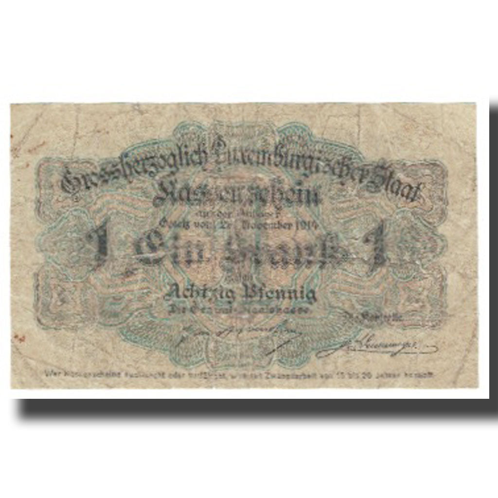 Banknote, Luxembourg, 1 Frank = 80 Pfennig, 1914, 1914-11-28, KM:21, VF(20-25)