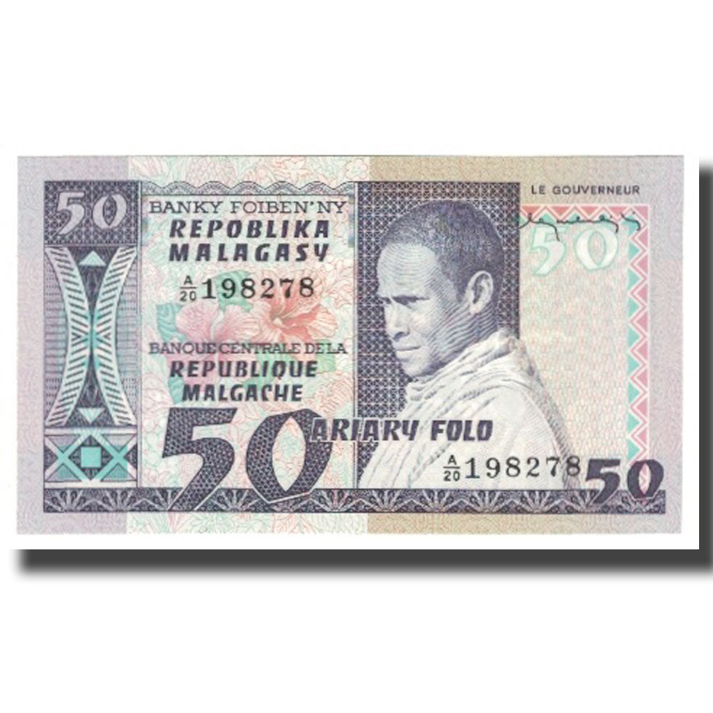 Banknote, Madagascar, 50 Francs = 10 Ariary, KM:62a, UNC(65-70)