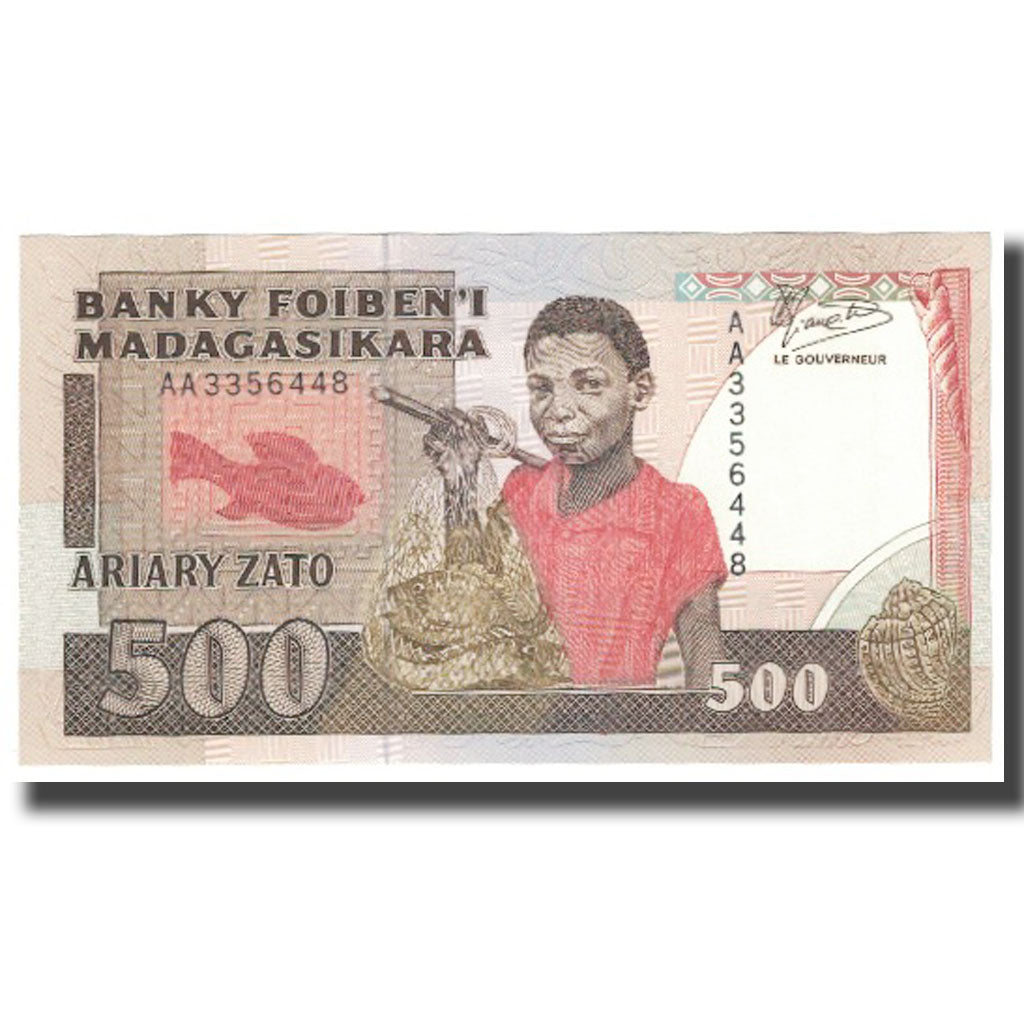 Banknote, Madagascar, 500 Francs = 100 Ariary, KM:71a, UNC(65-70)
