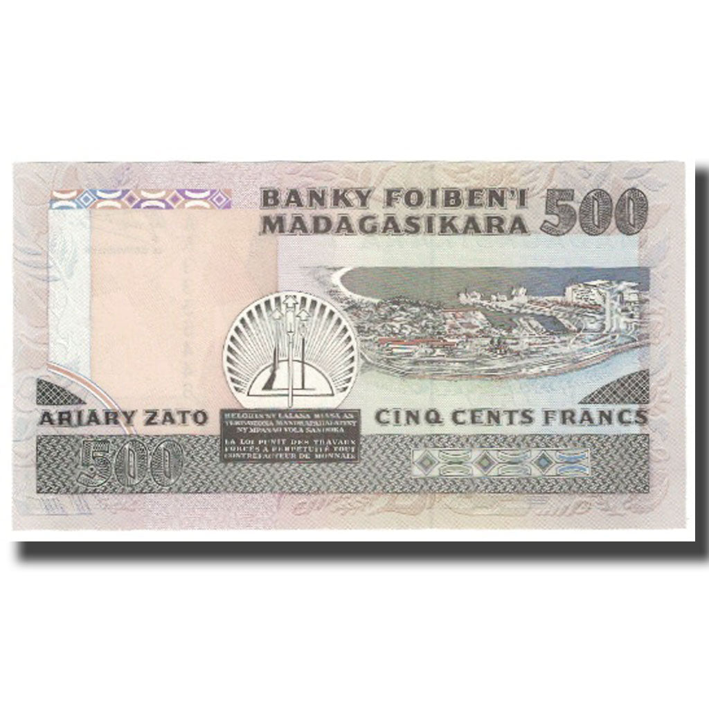 Banknote, Madagascar, 500 Francs = 100 Ariary, KM:71a, UNC(65-70)