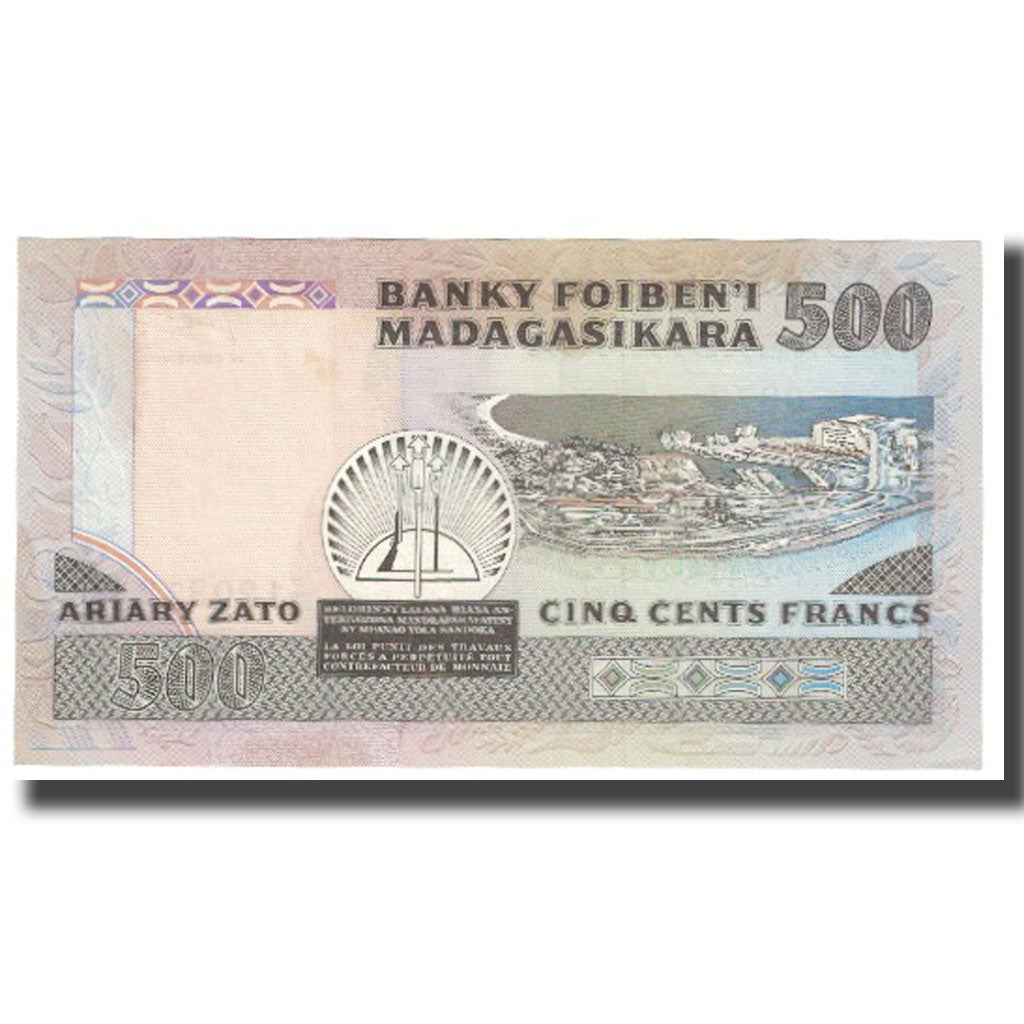Banknote, Madagascar, 500 Francs = 100 Ariary, KM:71a, UNC(65-70)