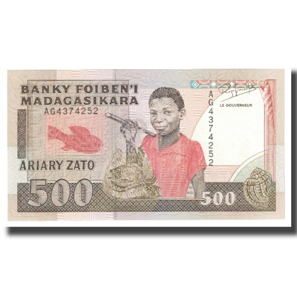 Banknote, Madagascar, 500 Francs = 100 Ariary, KM:71b, UNC(65-70)