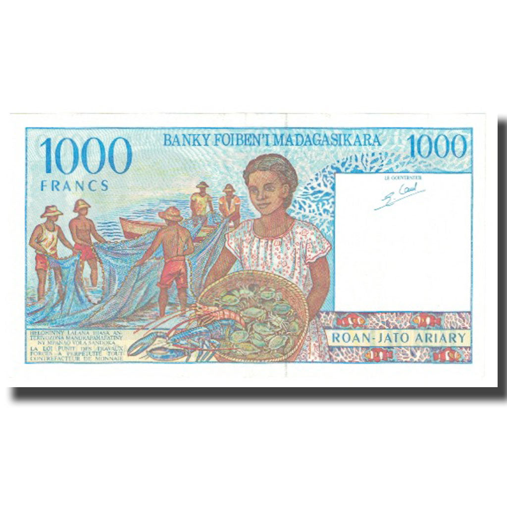 Banknote, Madagascar, 1000 Francs = 200 Ariary, KM:76b, UNC(65-70)