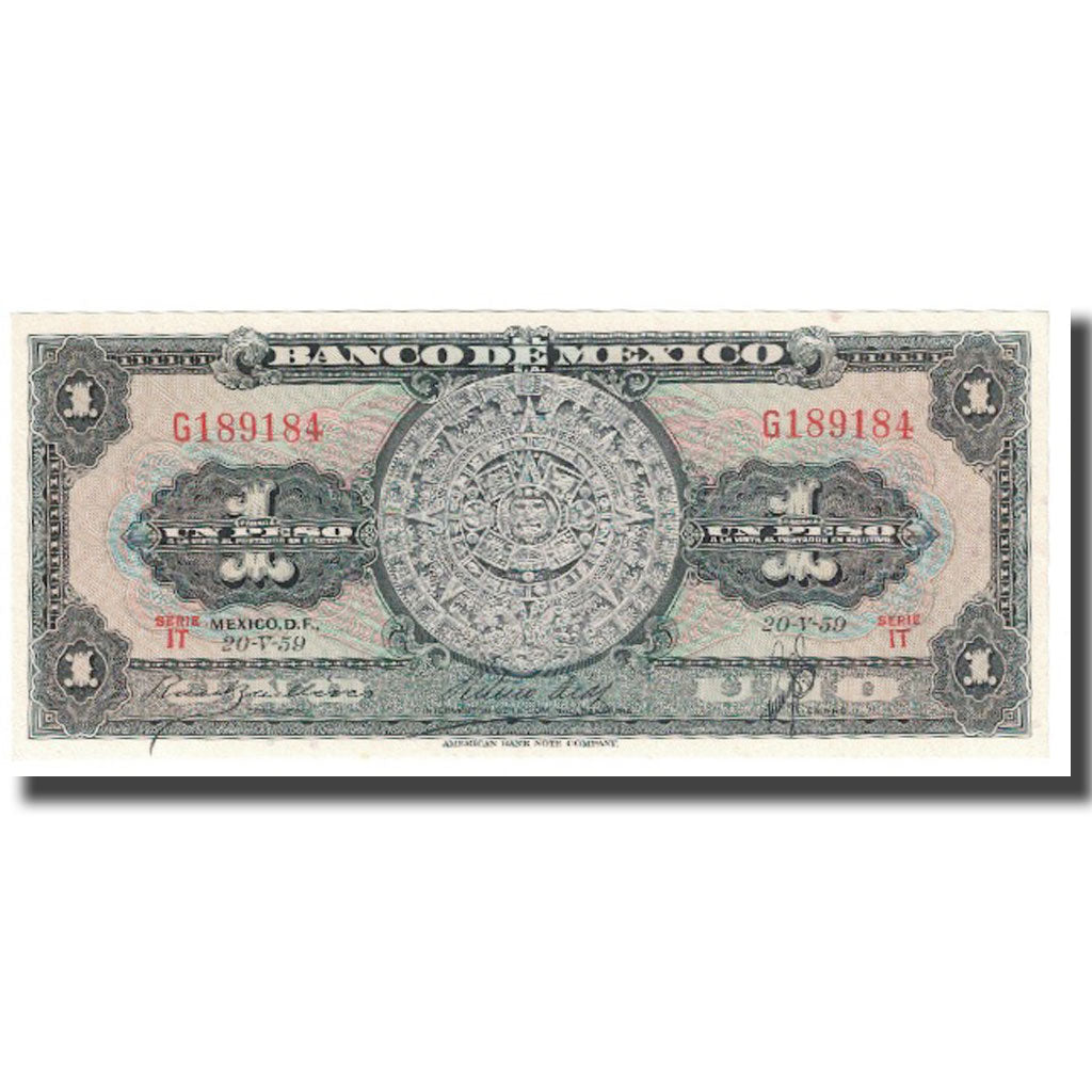 Banknote, Mexico, 1 Peso, 1959, 1959-05-20, KM:59l, UNC(65-70)