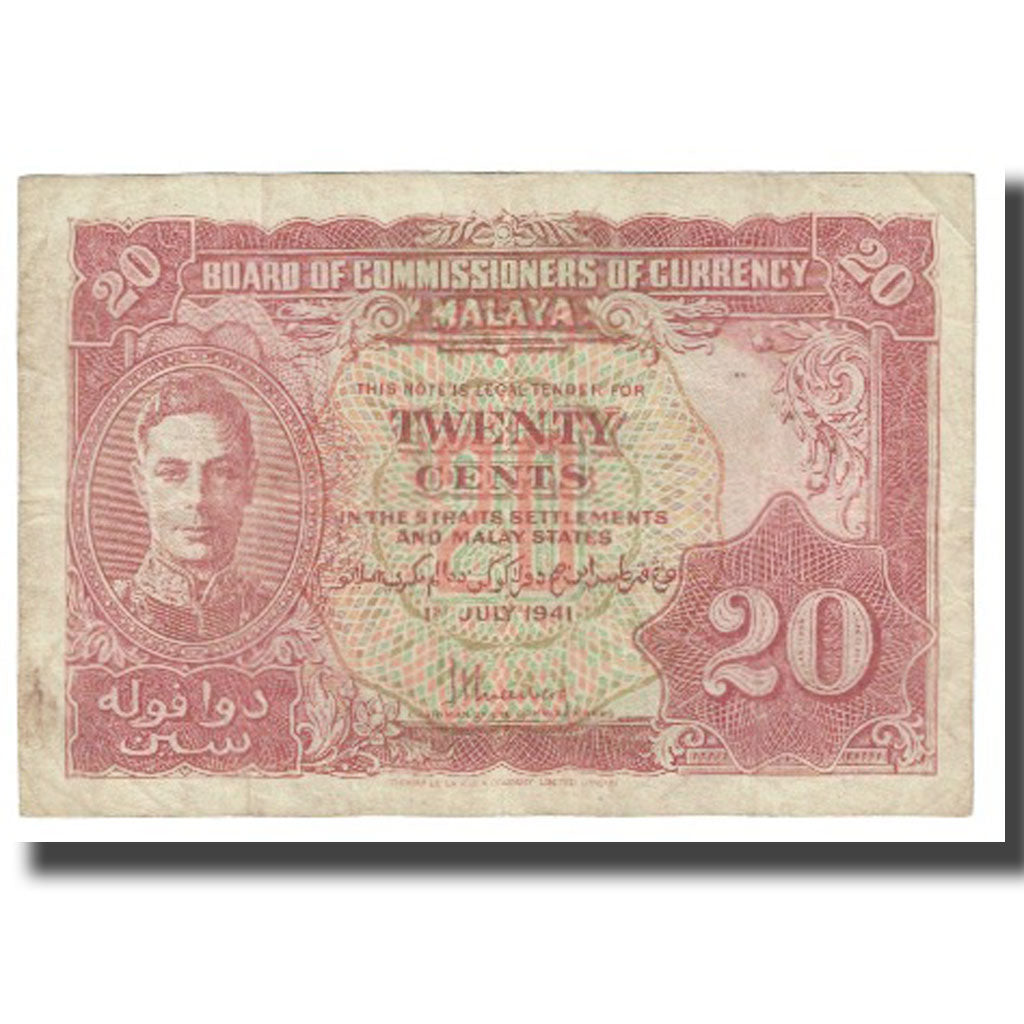 Banknote, MALAYA, 20 Cents, 1941, 1941-07-01, KM:9a, VF(20-25)
