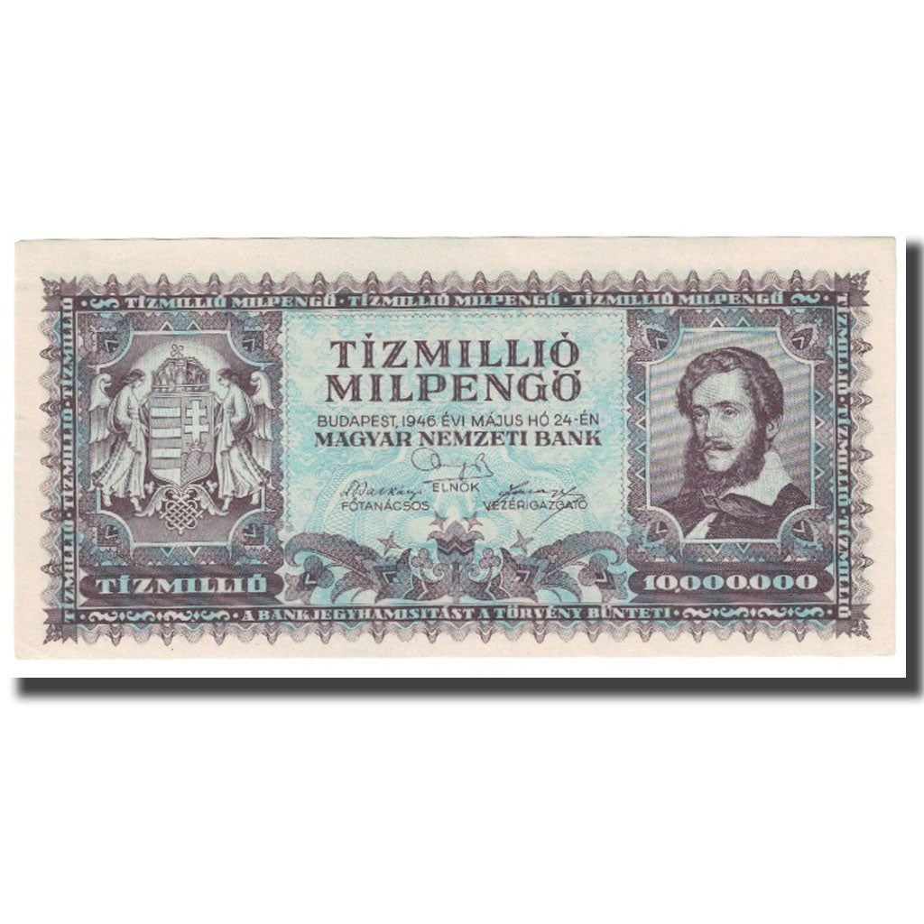 Billet, Hongrie, 10 Million Milpengö, 1946, 1946-05-24, KM:129, SUP