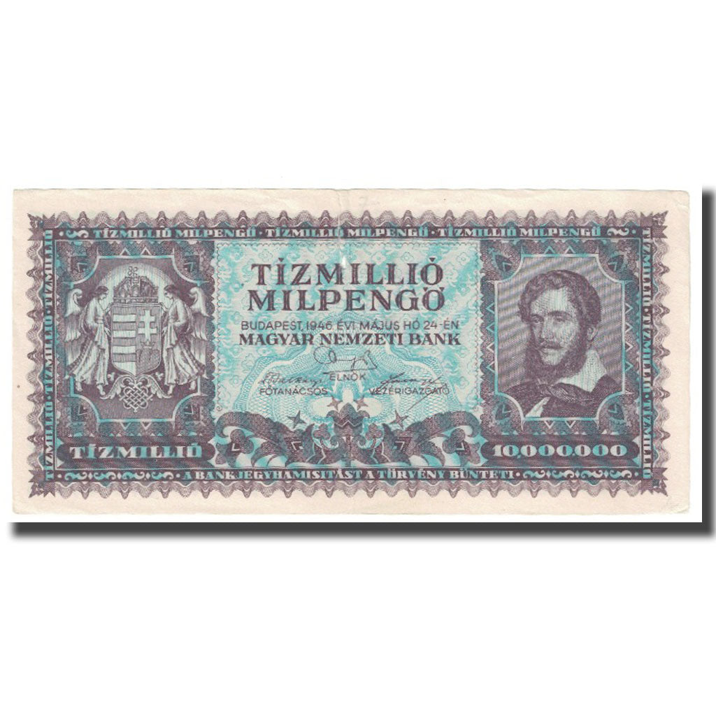 Banknote, Hungary, 10 Million Milpengö, 1946, 1946-05-24, KM:129, AU(55-58)