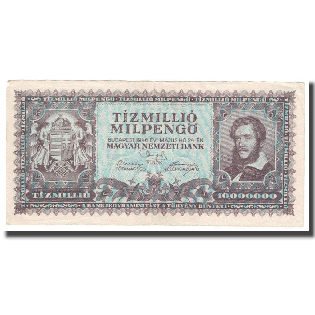 Banknote, Hungary, 10 Million Milpengö, 1946, 1946-05-24, KM:129, AU(55-58)