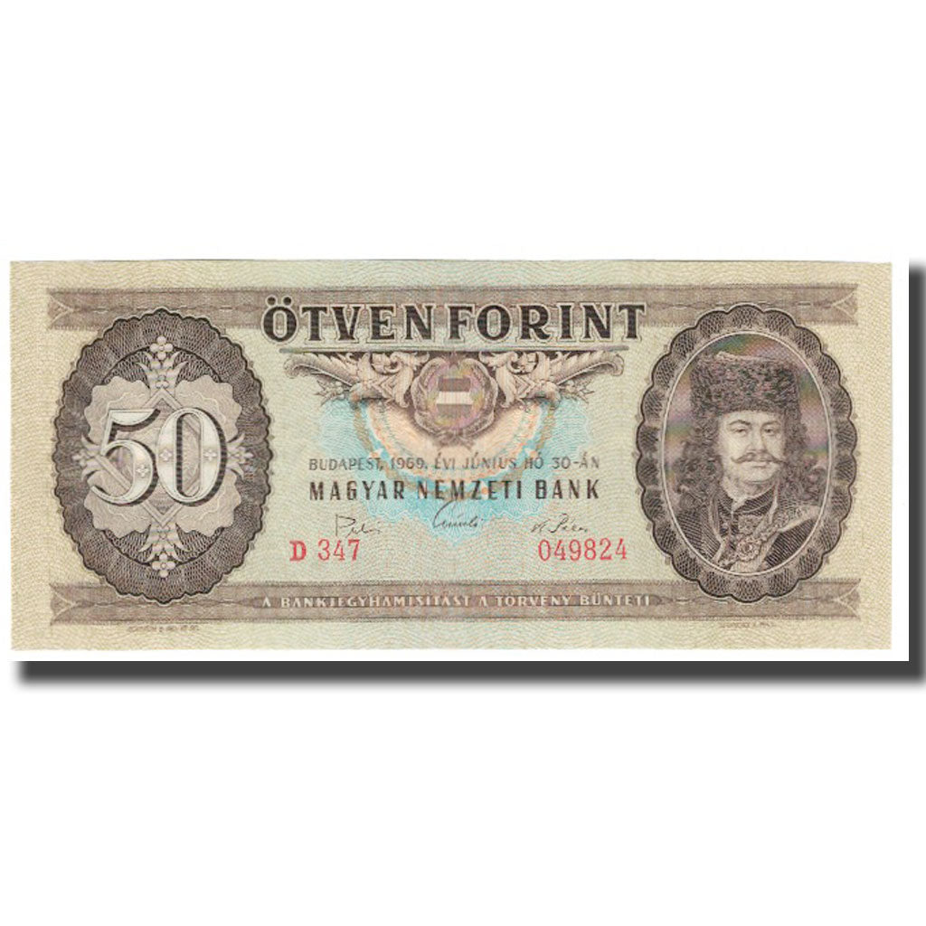 Banknote, Hungary, 50 Forint, 1969, 1969-06-30, KM:170b, AU(55-58)
