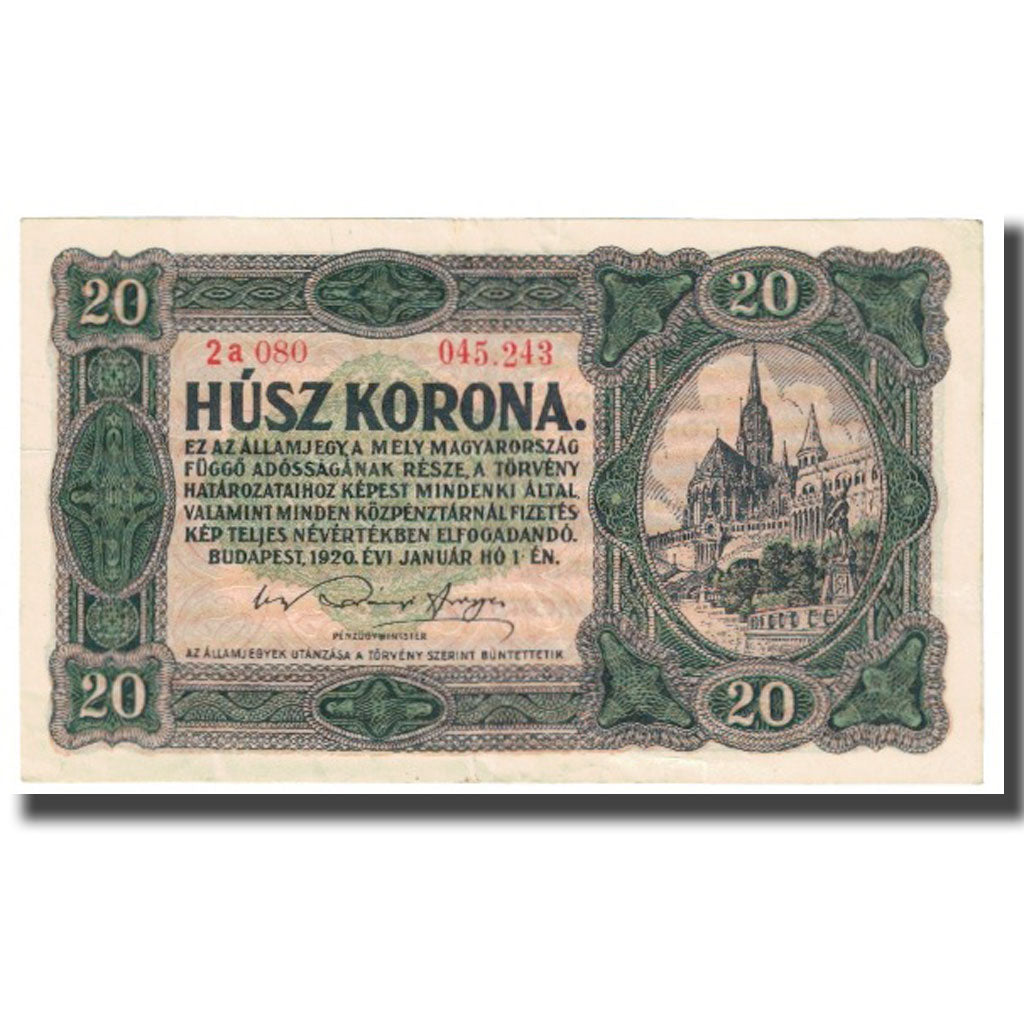 Banknote, Hungary, 20 Korona, 1920, 1920-01-01, KM:61, EF(40-45)