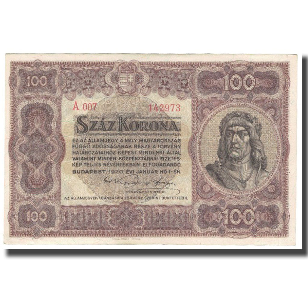 Banknote, Hungary, 100 Korona, 1920, 1920-01-01, KM:63, UNC(63)