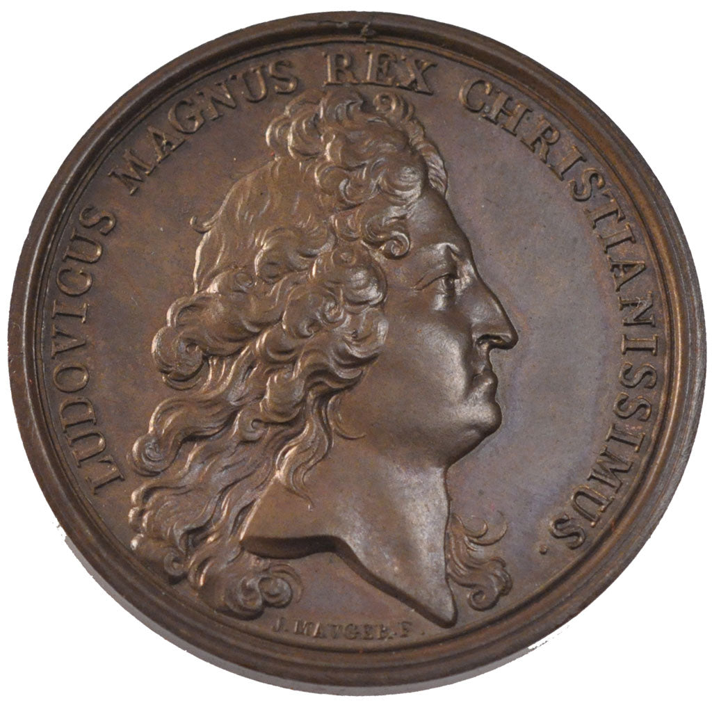 FRANCE, Politics, Society, War, Louis XIV, Medal, 1697, AU(55-58), Mauger,...
