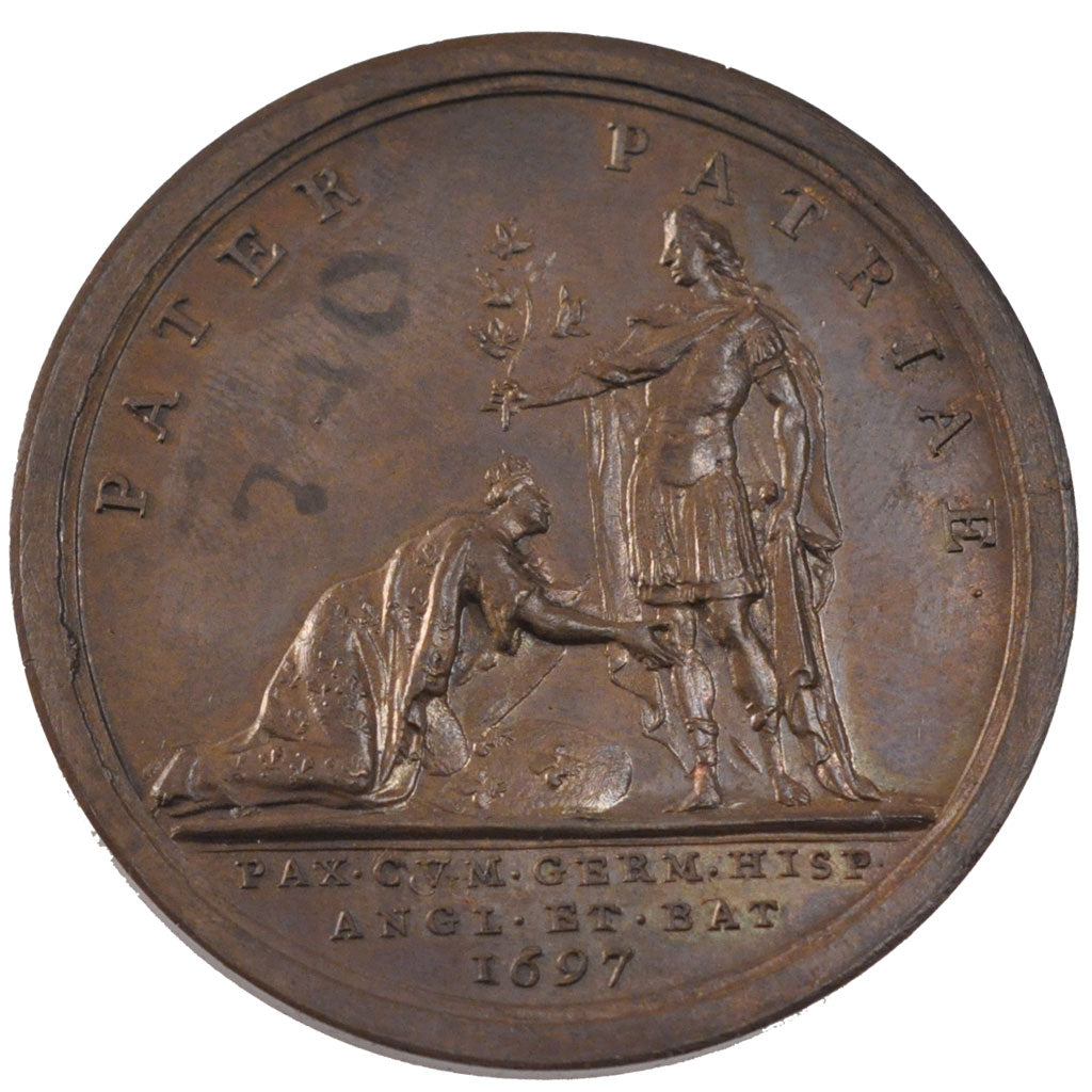 FRANCE, Politics, Society, War, Louis XIV, Medal, 1697, AU(55-58), Mauger,...