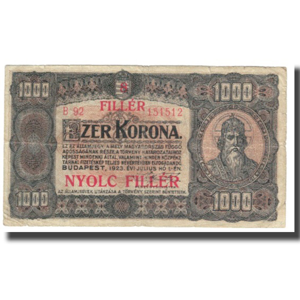 Billet, Hongrie, 1000 Korona, 1923, 1923-07-01, KM:66a, TB
