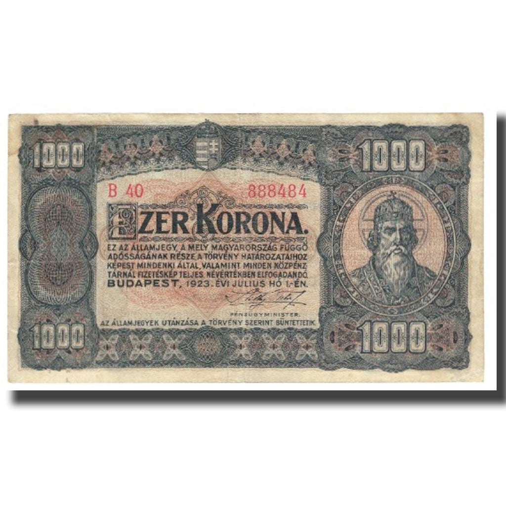 Banconote, Ungheria, 1000 Korona, 1923, 1923-07-01, KM:66a, MB