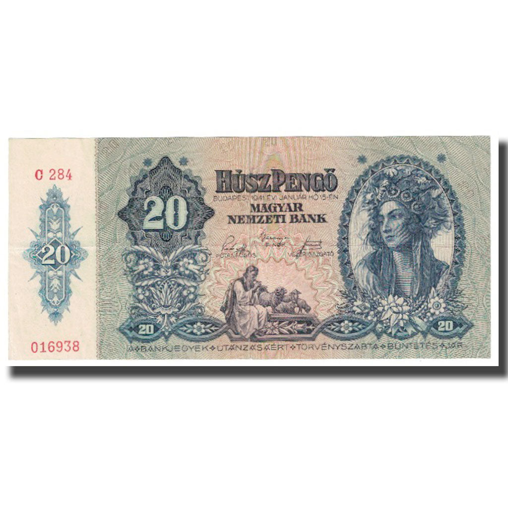 Banknote, Hungary, 20 Pengö, 1941, 1941-01-15, KM:109, AU(55-58)
