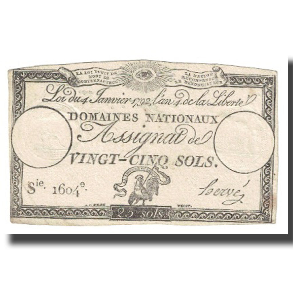 France, 25 Sols, Other, 1792, 1792-01-04, VF(20-25), Fayette:ASS.25A, KM:A55
