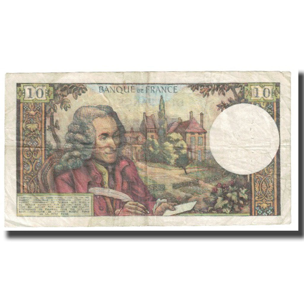 Francja, 10 Francs, Voltaire, 1970, 1970-09-03, VF(20-25), Fayette:62.46