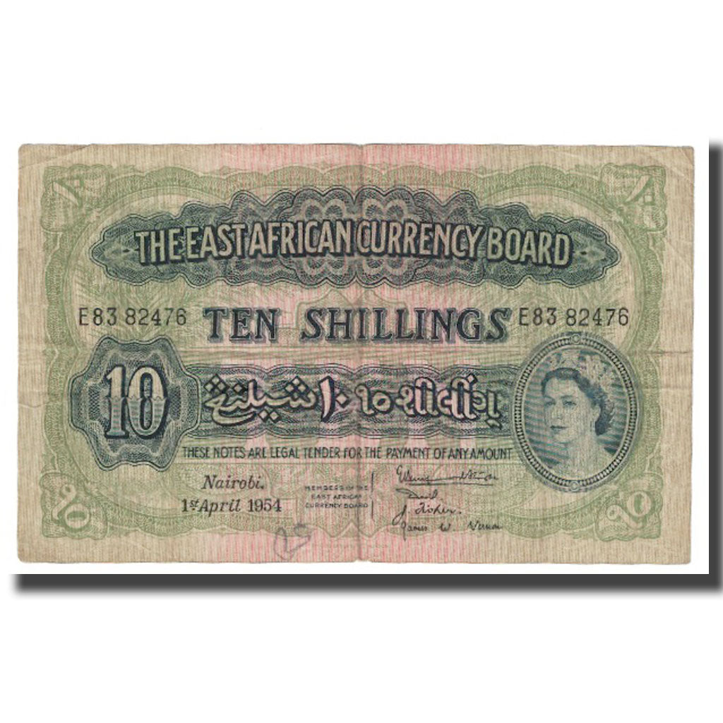 Banknote, EAST AFRICA, 10 Shillings, 1954, 1954-04-01, KM:34, EF(40-45)