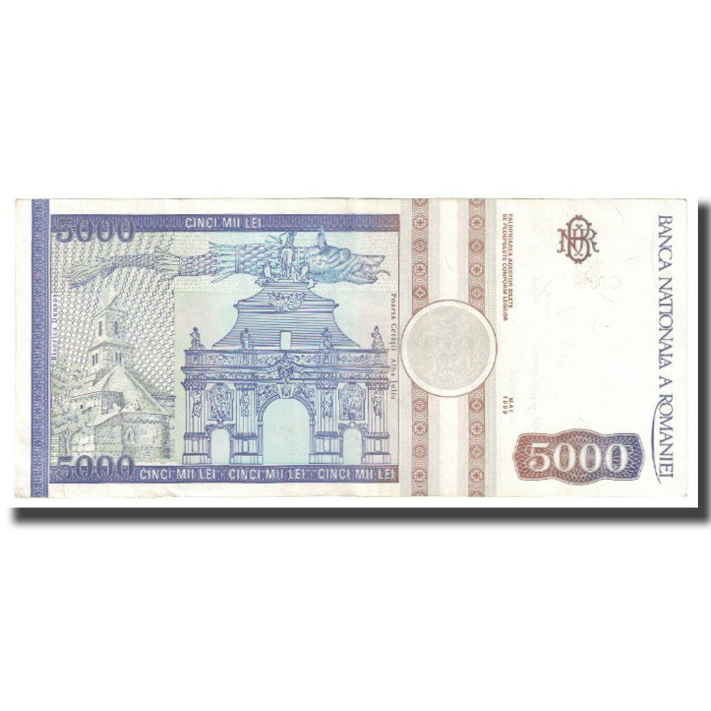 Banknote, Romania, 5000 Lei, 1993, Mai 1993, KM:104a, AU(55-58)