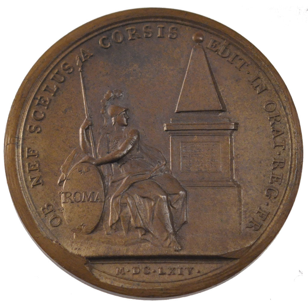 FRANCE, Arts & Culture, Louis XIV, Medal, 1664, EF(40-45), Mauger, Copper, 41,..