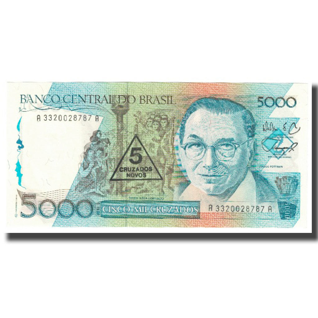 Billet, Brésil, 5 Cruzados Novos on 5000 Cruzados, KM:217b, NEUF