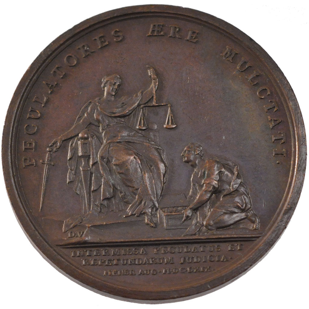 FRANCE, Politics, Society, War, Louis XIV, Medal, 1669, AU(55-58), Copper, 41,..