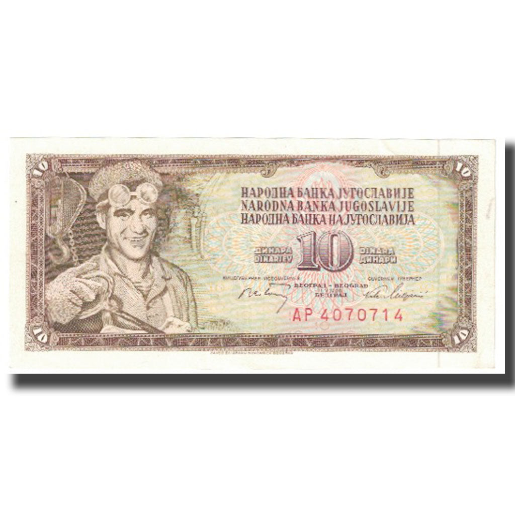Banconote, Iugoslavia, 10 Dinara, 1968, 1968-05-01, KM:87a, BB